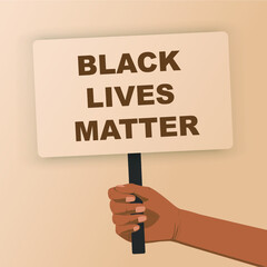 Black lives matter, crowd of people protesting for their rights. Holding posters in hands, no racism banner. Hand holding protest poster. Freedom, protest.Concept revolution and demonstration. 