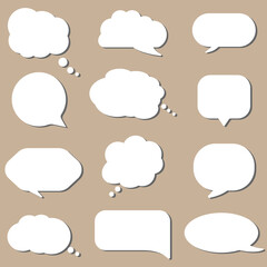 Fototapeta premium Set of speech bubble. Different shape of empty balloons for talk on isolated background. Dialog box icon, message template on isolated background. Vector illustration