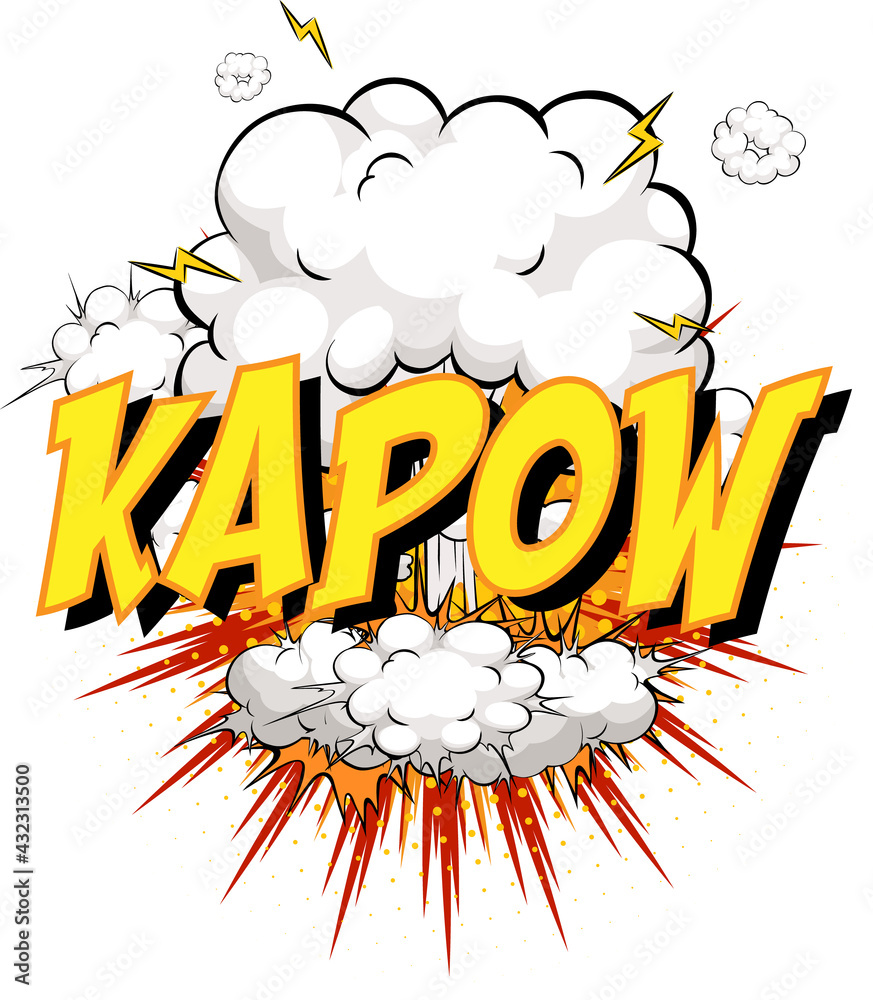 Wall mural Word Kapow on comic cloud explosion background