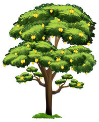 Lemon tree in cartoon style isolated on white background