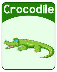 Educational English word card of crocodile
