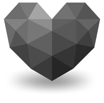 Grey geometric heart isolated