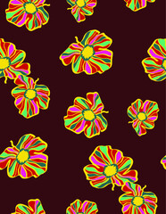 Abstract Hand Drawing Striped Monstera Leaves Repeating Vector Pattern Isolated Background