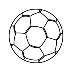 Fototapeta premium Soccer ball icon, isolated in black color on a white background. Hand drawn element, vector illustration.