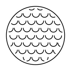 Golf ball icon isolated in black on a white background. Hand drawn element, vector illustration.