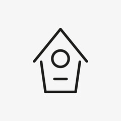 Bird house icon in line design style. Shelter, nest for birds.