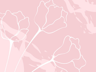 Floral  hand drawn background with elegant line flowers