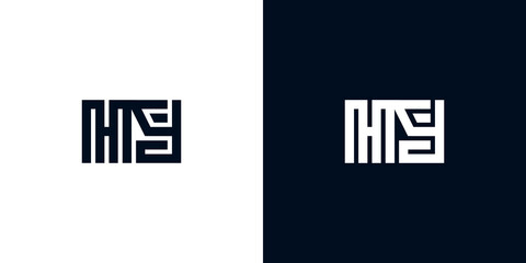 Minimal creative initial letters HY logo.