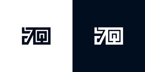Minimal creative initial letters JQ logo.