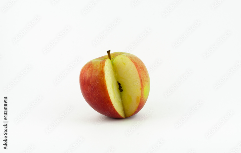 Wall mural Fresh raw apple, healty fruit, freshness vegetarian food, isolated object on white background