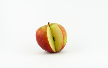 Fresh raw apple, healty fruit, freshness vegetarian food, isolated object on white background