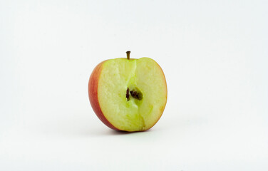 Fresh raw apple, healty fruit, freshness vegetarian food, isolated object on white background