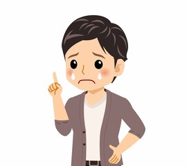 カーディガンを着た若い男性