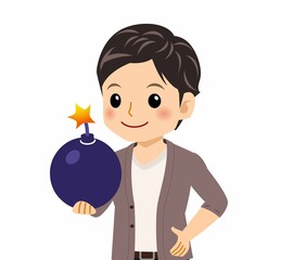 カーディガンを着た若い男性