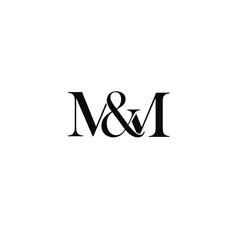 'M and M' company initial letters monogram. 'M and M' logo with serif font.