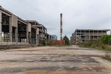 Abandoned the oldest sugar factory in Serbia. The abandoned factory buildings are in the municipality of Padinska Skela in Belgrade, Serbia.