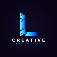 Letter L Atom connectivity logo. Usable for Business, Science, Technology, Medical, Molecule, Network, Digital and Nature Logos.