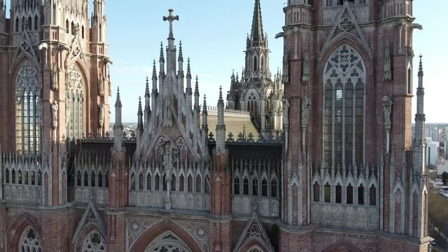 Rotating on the facade of the Cathedral of La Plata, Argentina.
