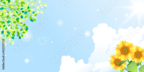 ひまわりの背景フレームイラスト 01 Wall Mural Wallpaper Murals Fuwari ひまわりの背景フレームイラスト 01 Wall Mural Wallpaper Murals Fuwari