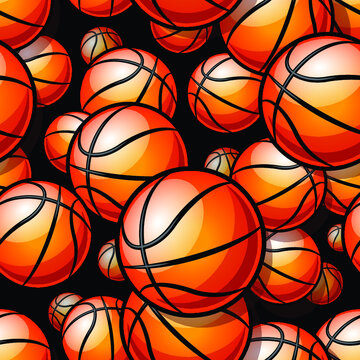 Basketball balls seamless pattern vector digital paper design. Ideal for wallpaper, cover, wrapping paper, packaging, textile design and any kind of decoration