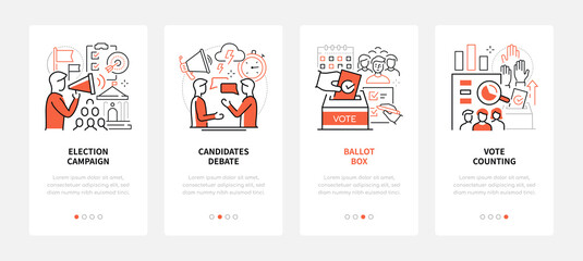 Voting and election - modern line design style web banners