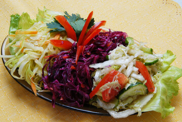 fresh salad, cabbage