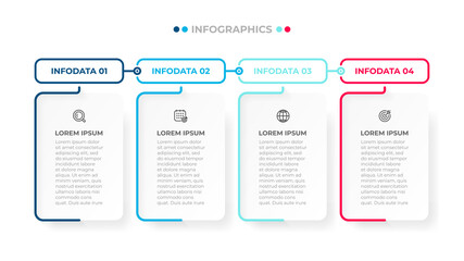 Vector thin line design elements with icons. Business infographic with 4 options or steps.
