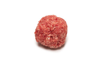 Raw meat balls isolated on white background.