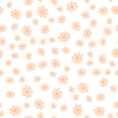 Fototapeta na wymiar Vector floral pattern in doodle style with flowers and leaves. Gentle, spring floral background.