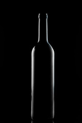 Wine bottle silhouette on black background