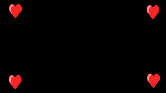 Red love Symbol are rendering in the Black Background. this video clip is for Editing Purpose. 4K video.
