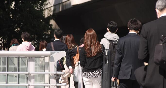 A slow motion of walking people at urban city in Shibuya