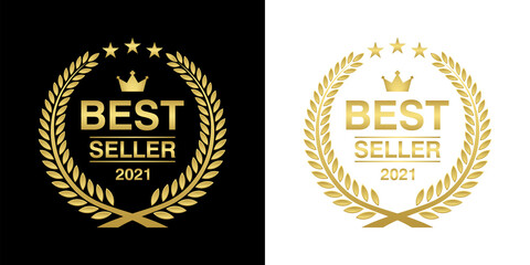 Best seller badge icon and logo design isolated on white and black background. Vector illustration.