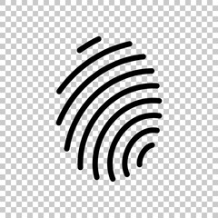 Fingerprint, unique identity of person, digital or biometric security. Black editable linear symbol on transparent background