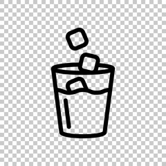 Glass of water, cup with drink, simple icon. Black editable linear symbol on transparent background