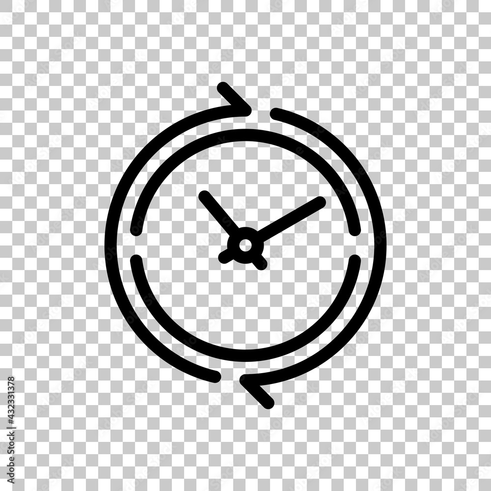 Wall mural timer in circle, simple clock or watch, time icon. black editable linear symbol on transparent backg