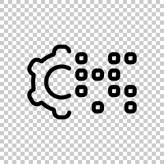 Digital transformation, simple gear, technology icon. Black editable linear symbol on transparent background