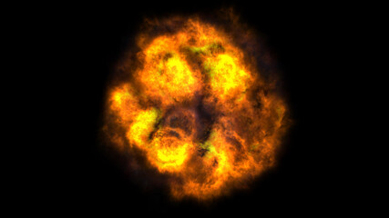 fire flame ball explosion in space, illustration