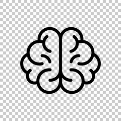 Human brain, creative mind, simple icon. Black editable linear symbol on transparent background