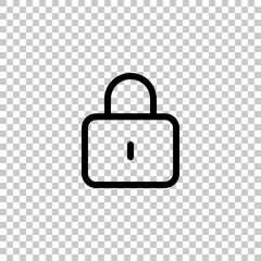 Locked padlock, private information, simple icon. Black editable linear symbol on transparent background