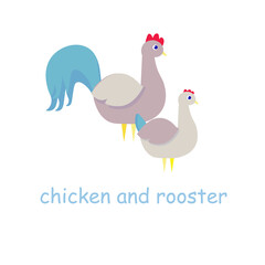 Chicken and rooster farm bird art design elements stock vector illustration