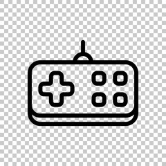 Joystick of video console, game controller, simple icon. Black editable linear symbol on transparent background