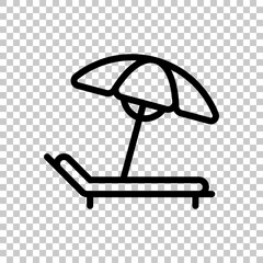 Beach umbrella, summer rest, simple icon. Black editable linear symbol on transparent background