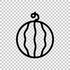 Watermelon, simple icon of food. Black editable linear symbol on transparent background