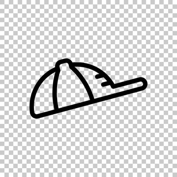 Baseball cap, simple icon. Black editable linear symbol on transparent background
