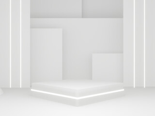 3D rendered white geometric product stand.