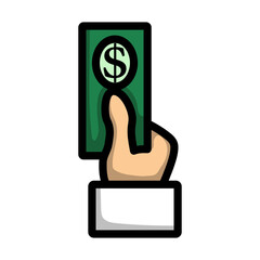 Hand Hold Dollar Banknote Icon
