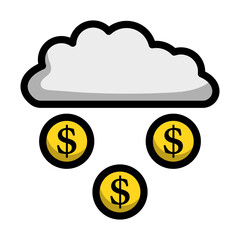 Coins Falling From Cloud Icon