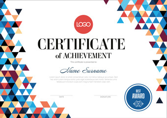 Modern certificate template with triangles