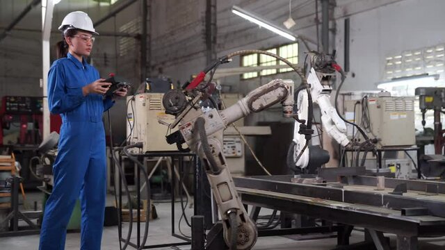 Industrial factories that use robots to work at risk of harm. Robots can do more jobs than people.